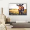 Koe - Zonsondergang - Bloemen - Gras - Dieren canvas 2cm klein -sfeer6