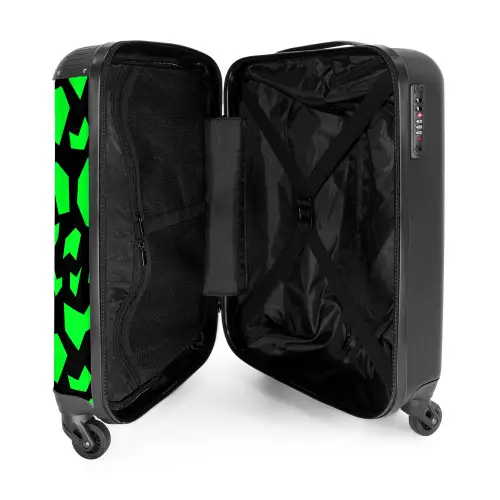 Groene fragmenten op zwart NBS - Handbagage koffer - Kinderen Unisex middel -binnenkant