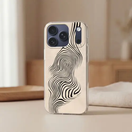 Lijnen - Abstract - Golvend - Zwart Telefoonhoesje iPhone 17 Pro klein -sfeer2