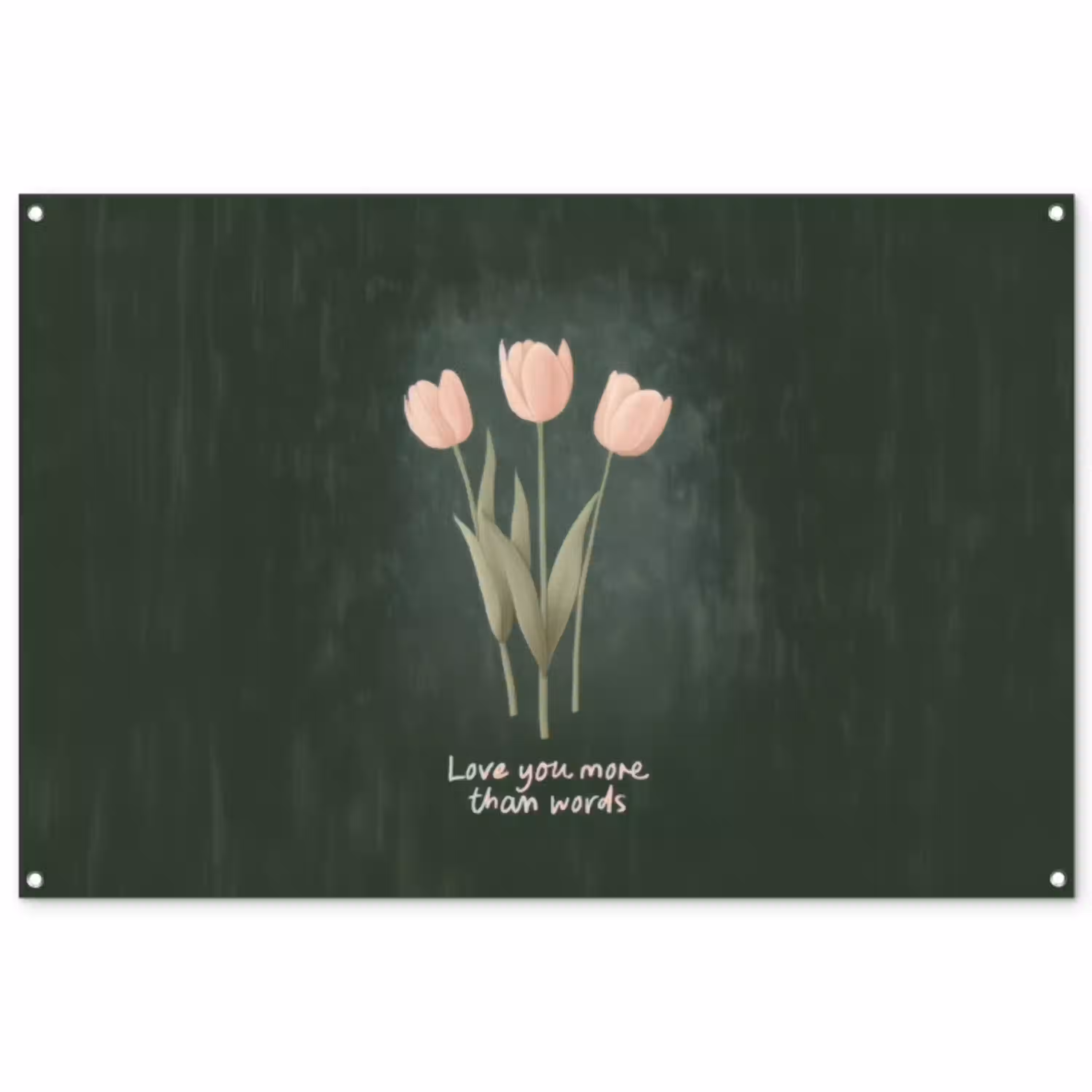 Tulpen - Roze - Tekst - Love tuinposter los doek groot -3d