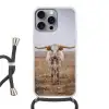 Longhorn - Grasveld - Dier Hoesje iPhone 16 Pro Max met koord klein -3d