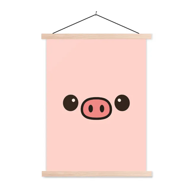Hanging Poster - Pig - Pink - Minimalist