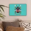 Kever - Bloemmotieven - Turquoise - Bladeren canvas 2cm klein -sfeer1