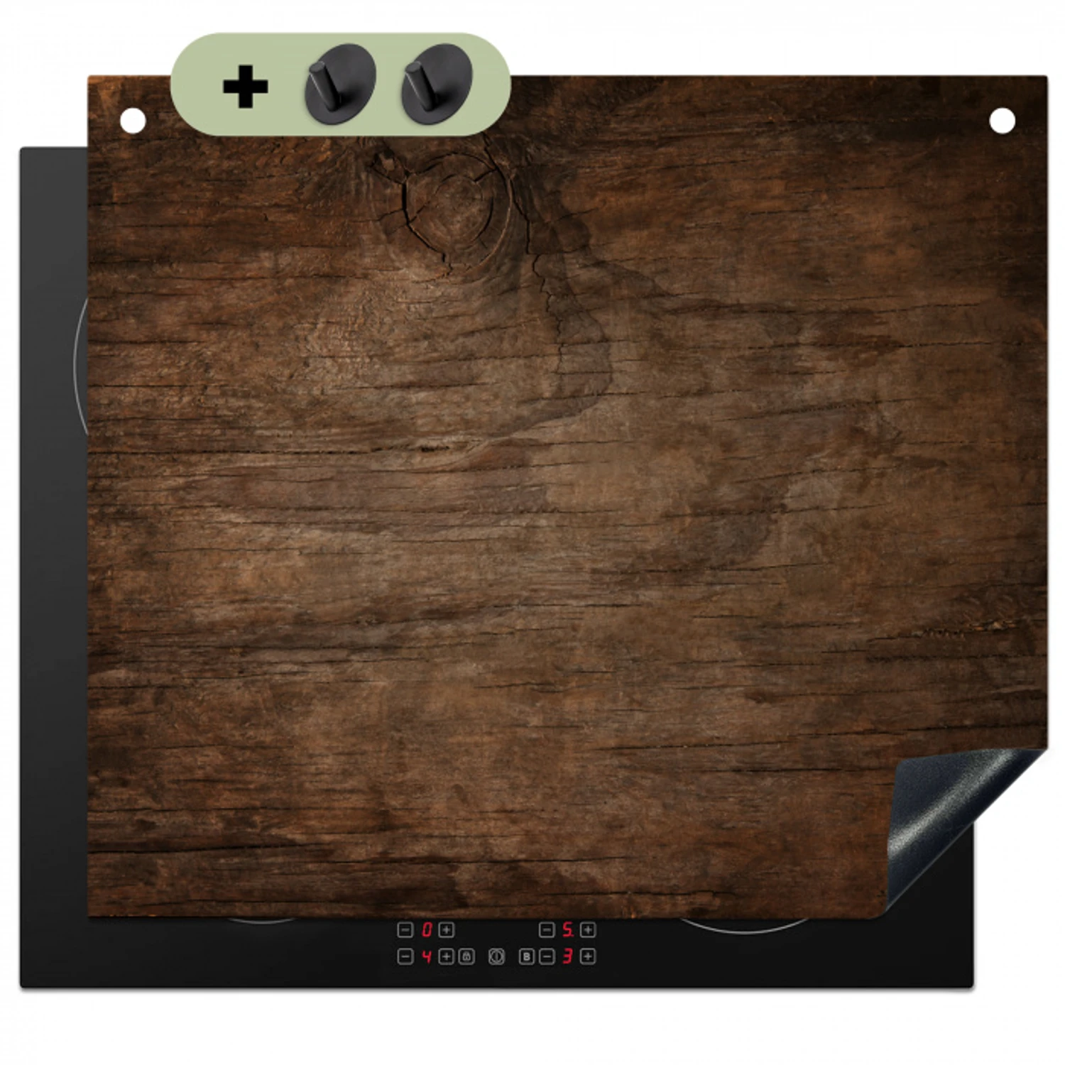 Antiek Schuurhout Inductie beschemer met haakjes middel -3d