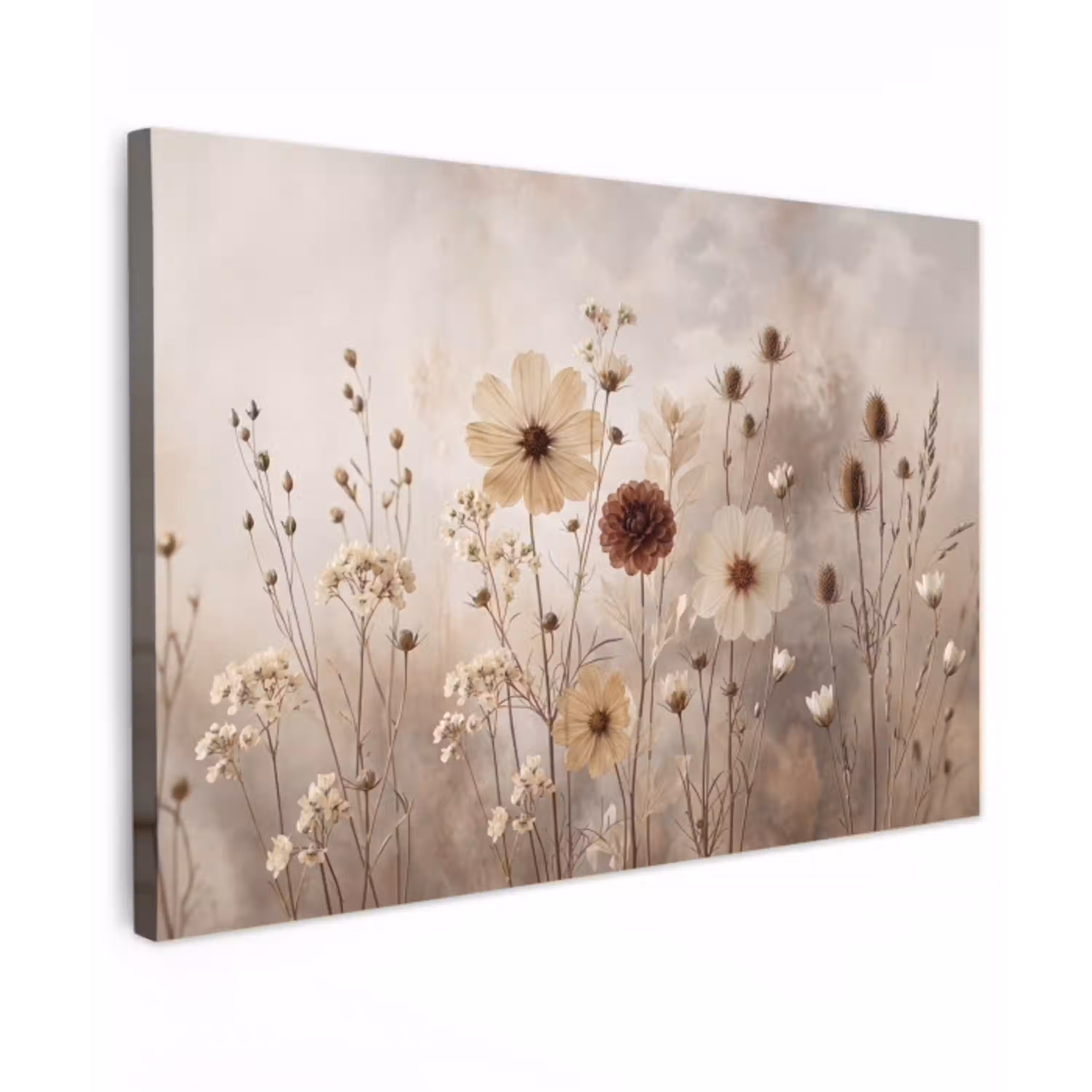 Wilde bloemen - Botanisch - Vintage - Natuur - Rustiek Tuinposter op houten frame 2 cm dik klein -3d