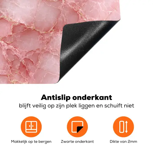 Roze - Kwarts - Goud - Marmer Inductie beschermer vinyl 3mm klein 276 -zzzzzzz-td-onderkant