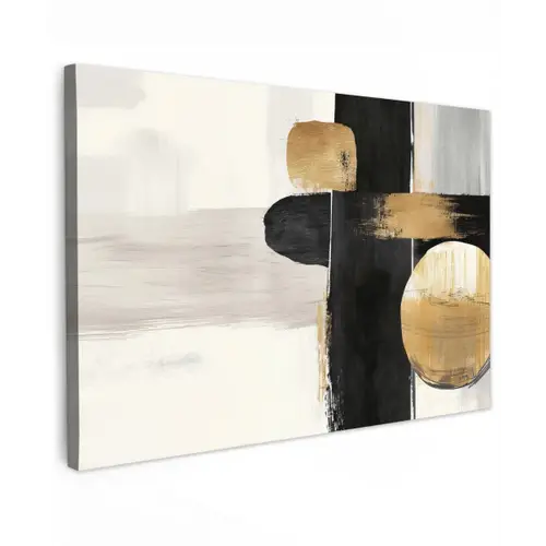 Vormen - Penseelstreken - Abstract - Goud canvas 2cm klein -z3d