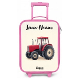 Tractor - Getekend - Rood Kinderkoffer - Roze klein -zz3dotto
