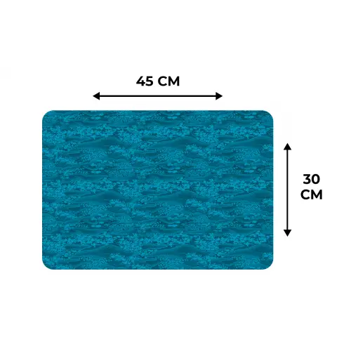 Turquoise - Heuvels - Bloemen Placemat vinyl groot 368 -specs