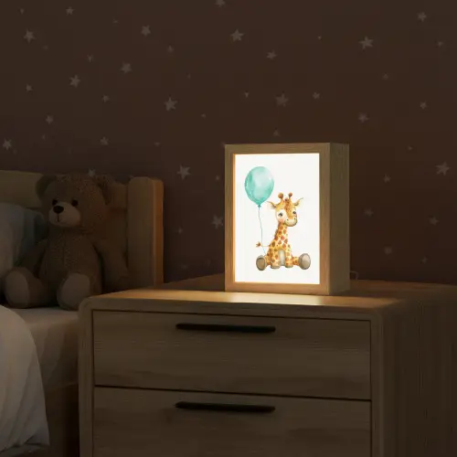 Giraf - Baby - Dieren - Blauwe ballon Light Box met kabel klein -sfeer1_kind
