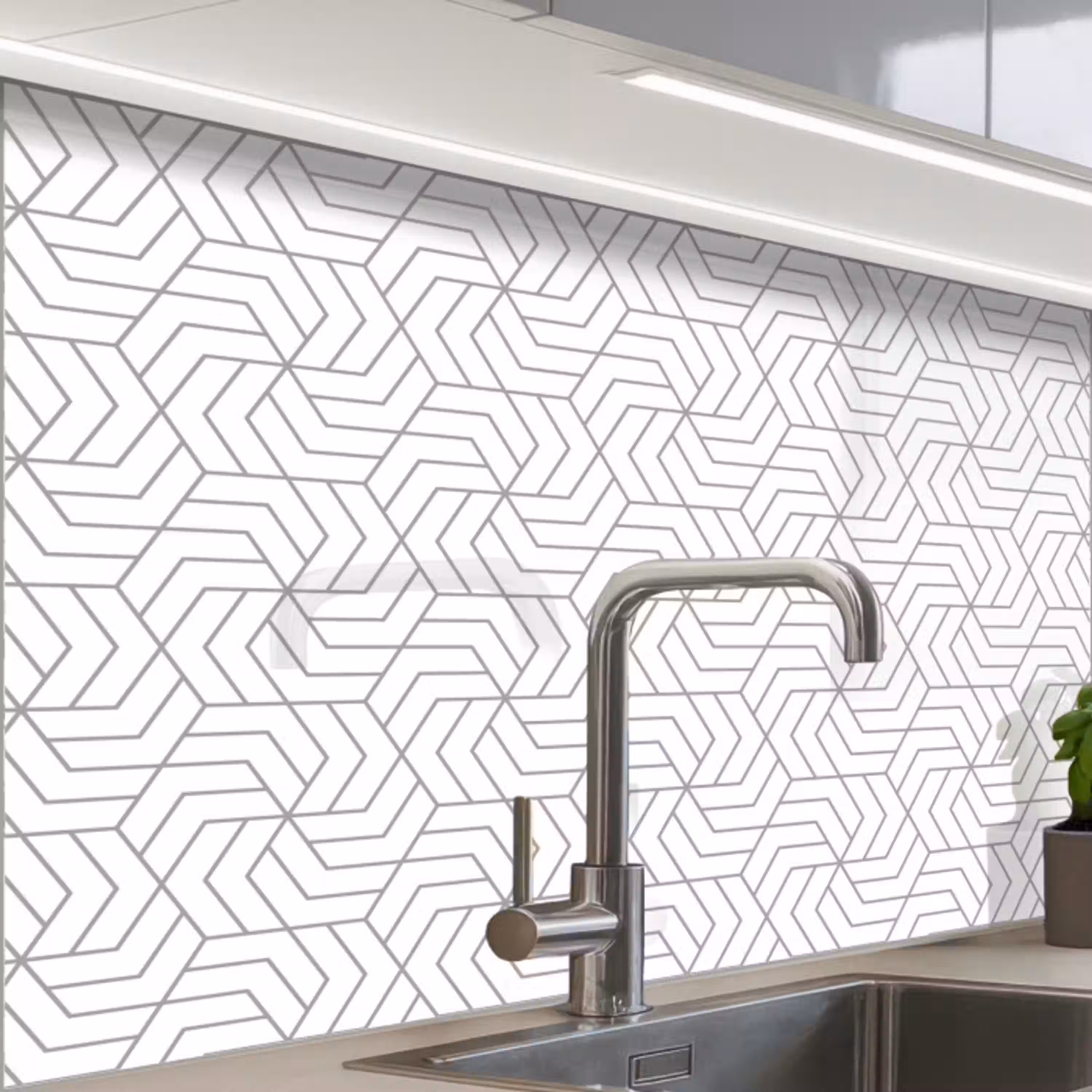 Geometrie - Lijn - Zwart - Wit - Patroon keuken achterwand 2 middel 865 -zzzz3d_schuin