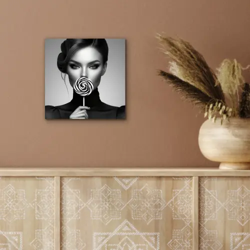 Vrouw - Lolly - Zwart aluminium wit klein -sfeer4