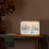 Winter - Bomen - Natuur - Acryl - Kunst Light Box met kabel (Tafellamp) klein -sfeer4