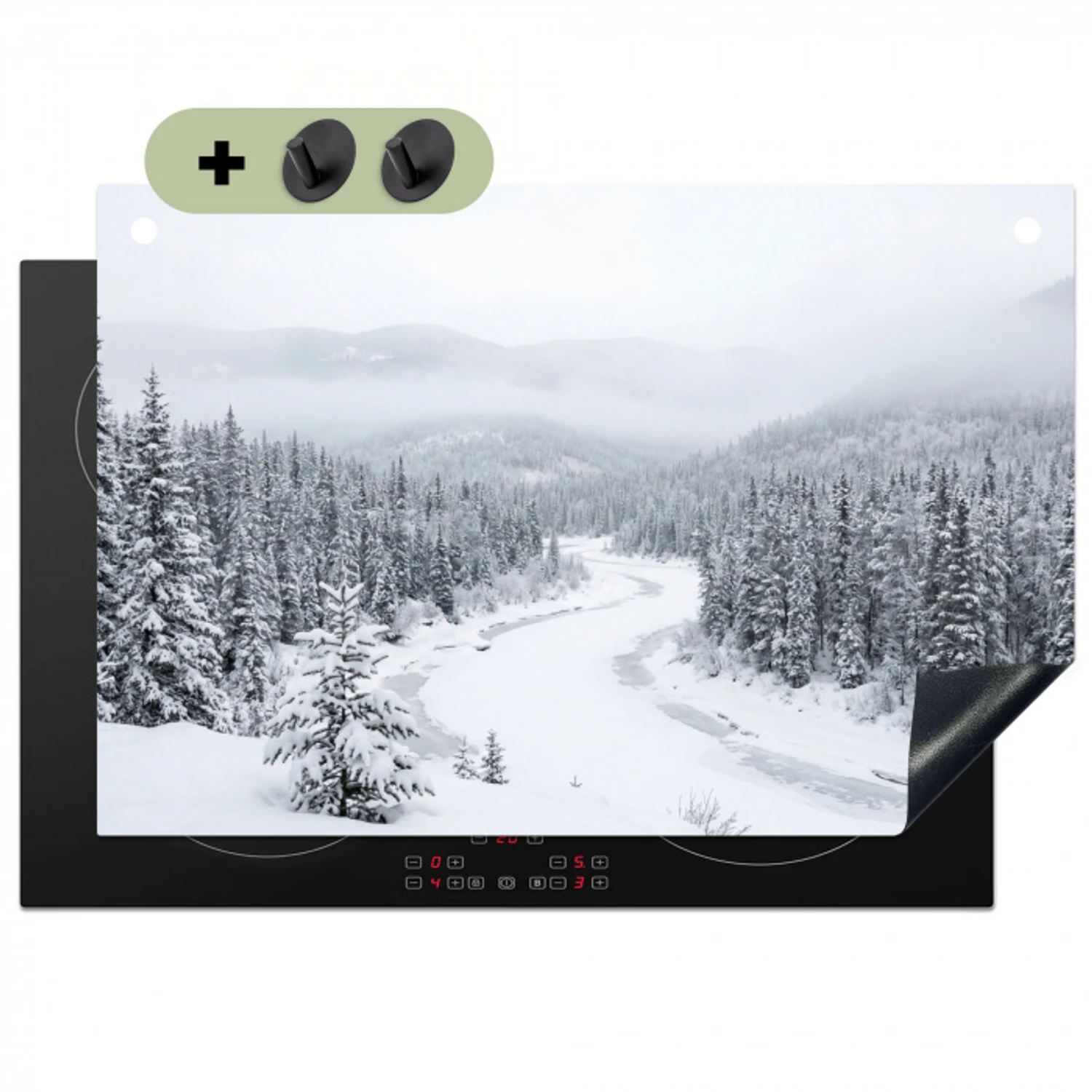 Rivier - Bevroren - Landschap - Winter Inductie beschemer met haakjes klein -3d