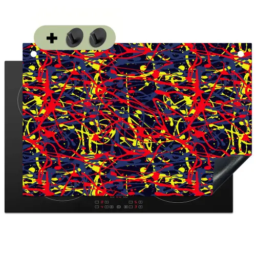 Waterverf - Rood - Geel Inductie beschemer met haakjes klein 777 -3d