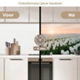 Tulpen - Landschap - Wit keuken achterwand 2 middel -voor-na2_NL