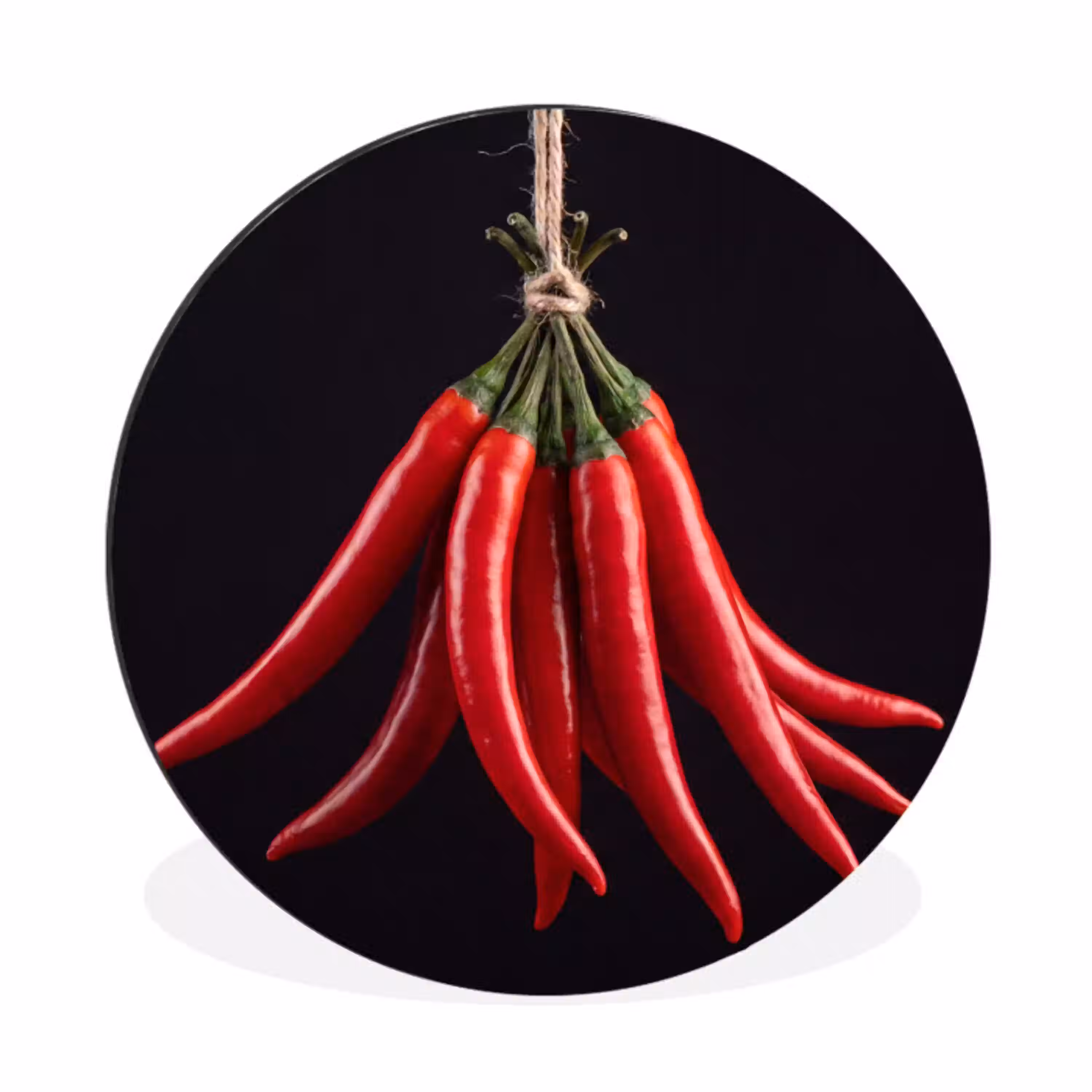 Rode peper - Eten Wandcirkel aluminium klein -3d