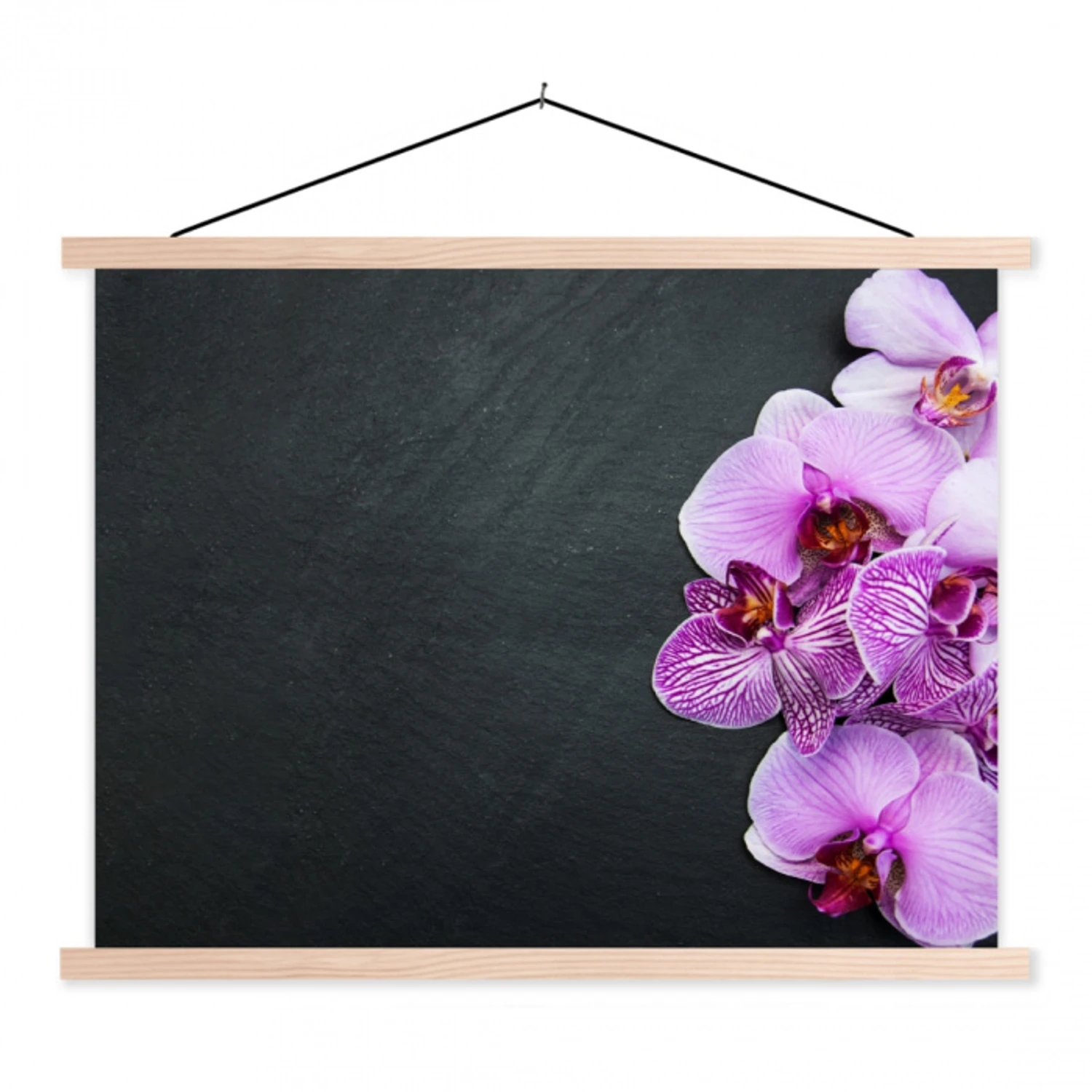 Orchidee - Bloemen - Roze - Flora textielposter latten blank klein -3d