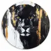 Panter - Zwart - Abstract - Verfstreken Wandcirkel plexiglas klein -3d