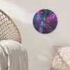 Stad - Neon -  Nacht - Roze - Graffiti Akoestische PET Vilt - Rond klein -sfeer4