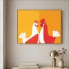 Kippen - Oranje - Vlakken Textielframe zwart klein -sfeer2