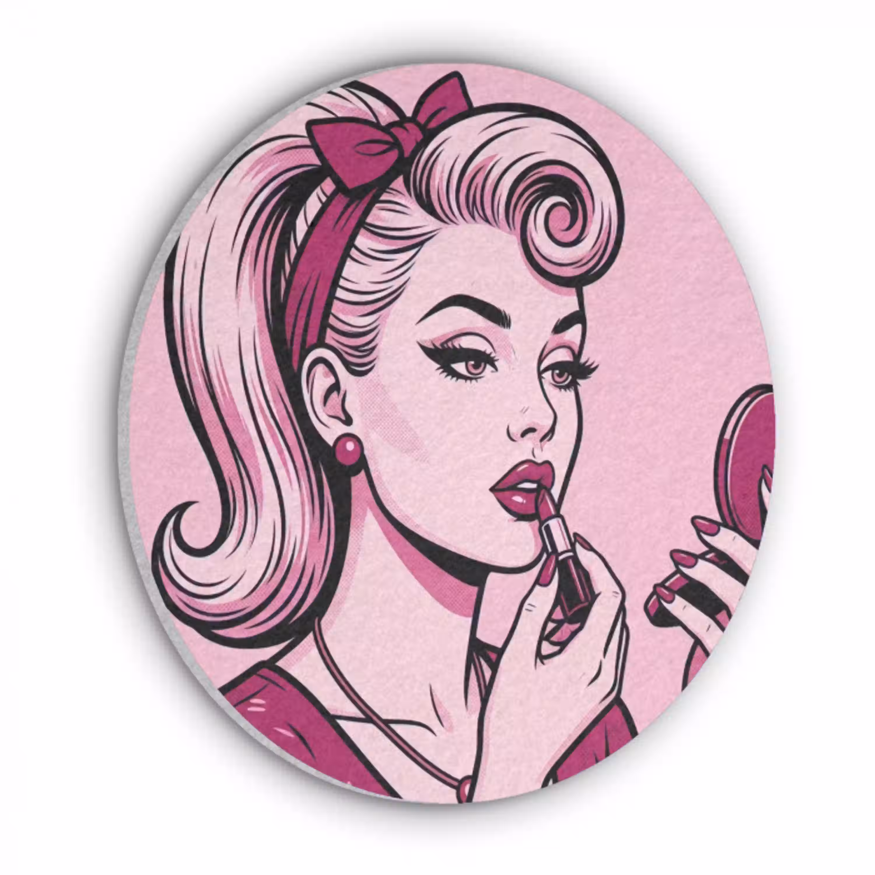 Vintage - Vrouw - Roze Akoestische PET Vilt - Rond klein -3d