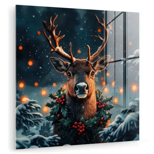 Hert - Kerst - Winter - Sneeuw - Kerstkrans plexiglas 5mm klein -zzzproduct_nieuw