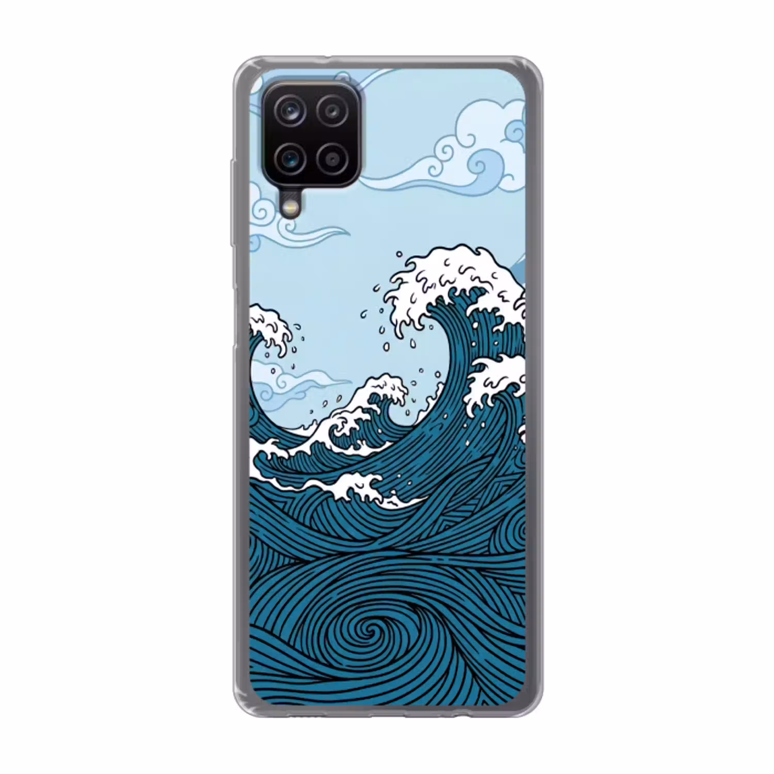 Zee - Golven - Japans - Natuur - Blauw Telefoonhoesje Samsung Galaxy A12 klein -3d