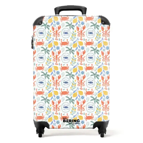 Kreeft en citroen patroon kleurrijk NBS - Handbagage koffer - Volwassenen Unisex middel -productfoto_recht