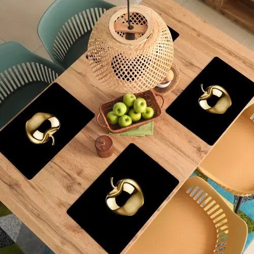 Appel - Goud - Chrome - Zwart Placemat vinyl groot -zzsfeer5_Kitchenyeah-website