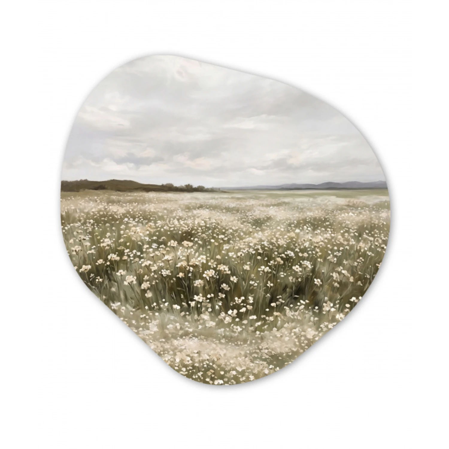 Illustratie - Landschap - Wit Wandcirkel Organisch Aluminium middel -3d