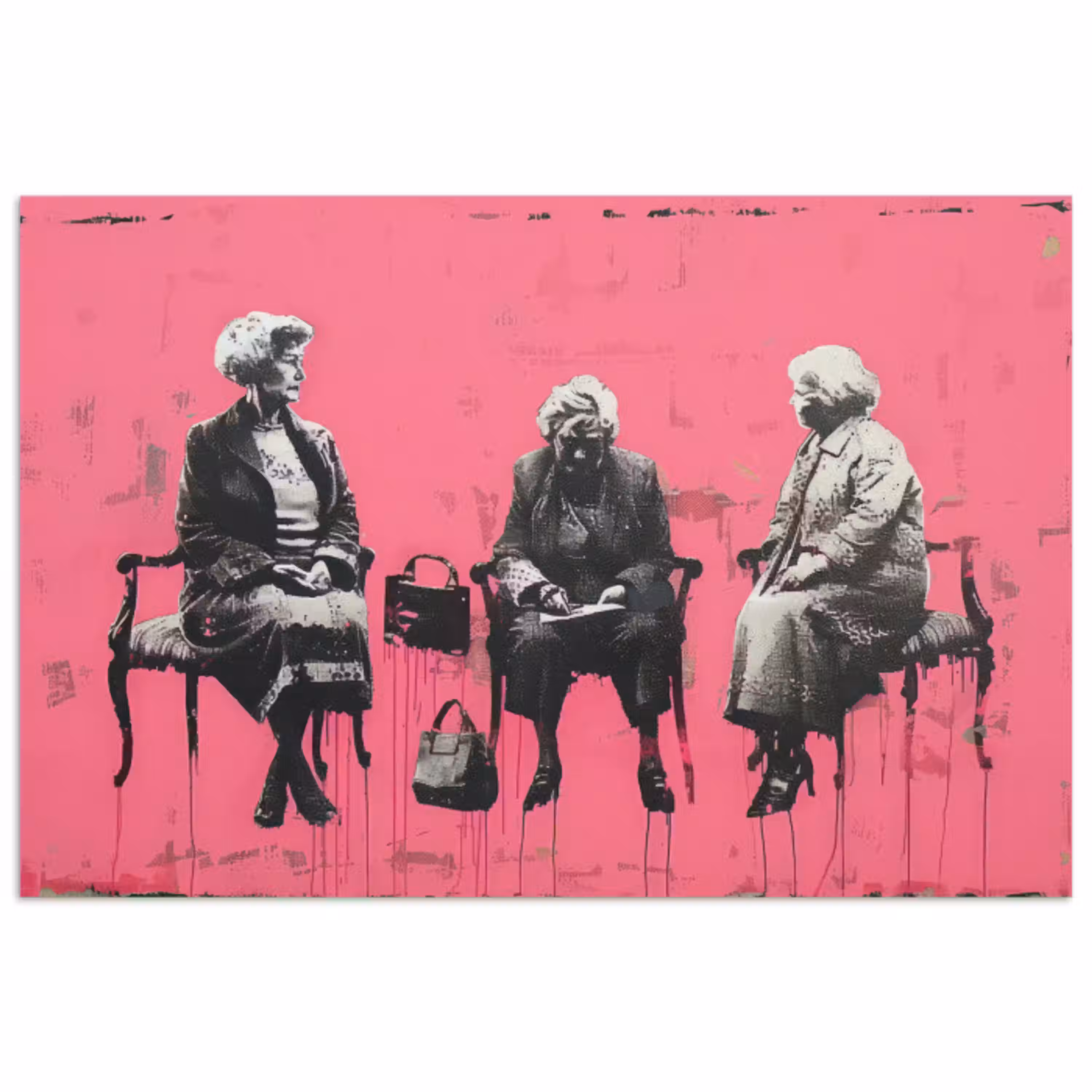 Graffiti - Vintage - Zwart - Street art - Roze - Banksy poster papier klein -3d