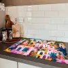 Kleurrijk - Roze - Oranje - Geel - Bloemen Inductie beschermer vinyl 3mm klein -sfeer3