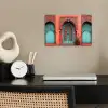 Lantaarn - Deur - Turquoise poster papier klein -sfeer1