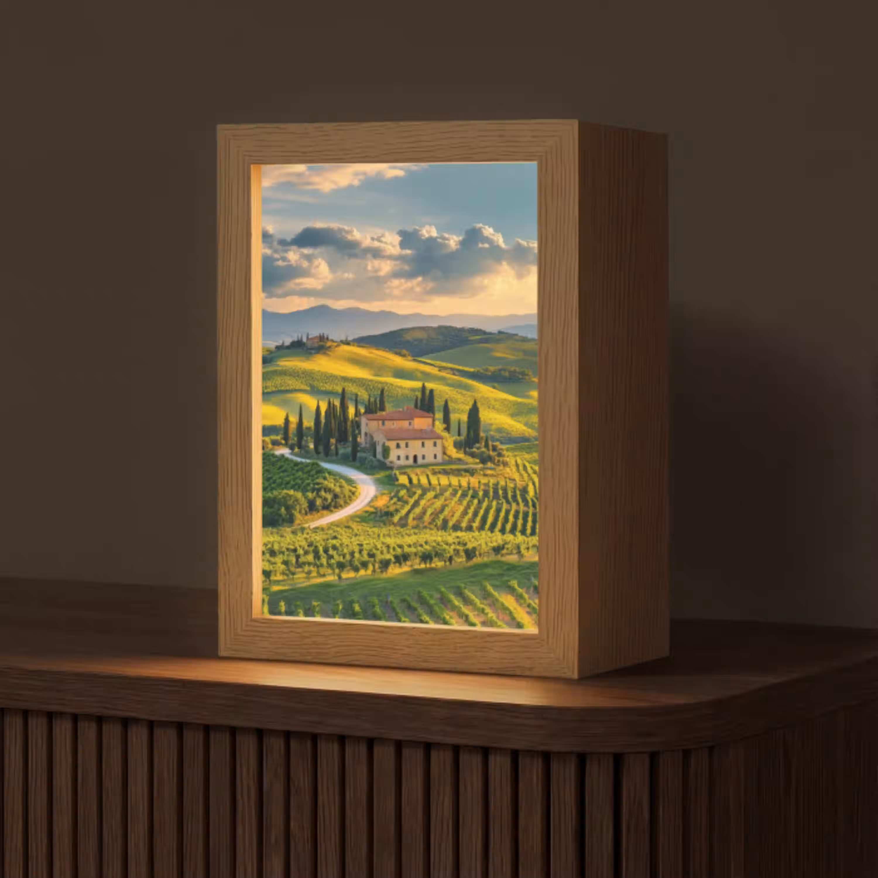 Toscane - Landschap - Wijngaarden Light Box met kabel (Tafellamp) klein -z3d_website