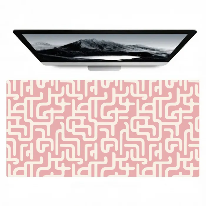 Doolhofpatroon - Roze - Wit - Abstract Muismat XXL klein 681 -zzz3d