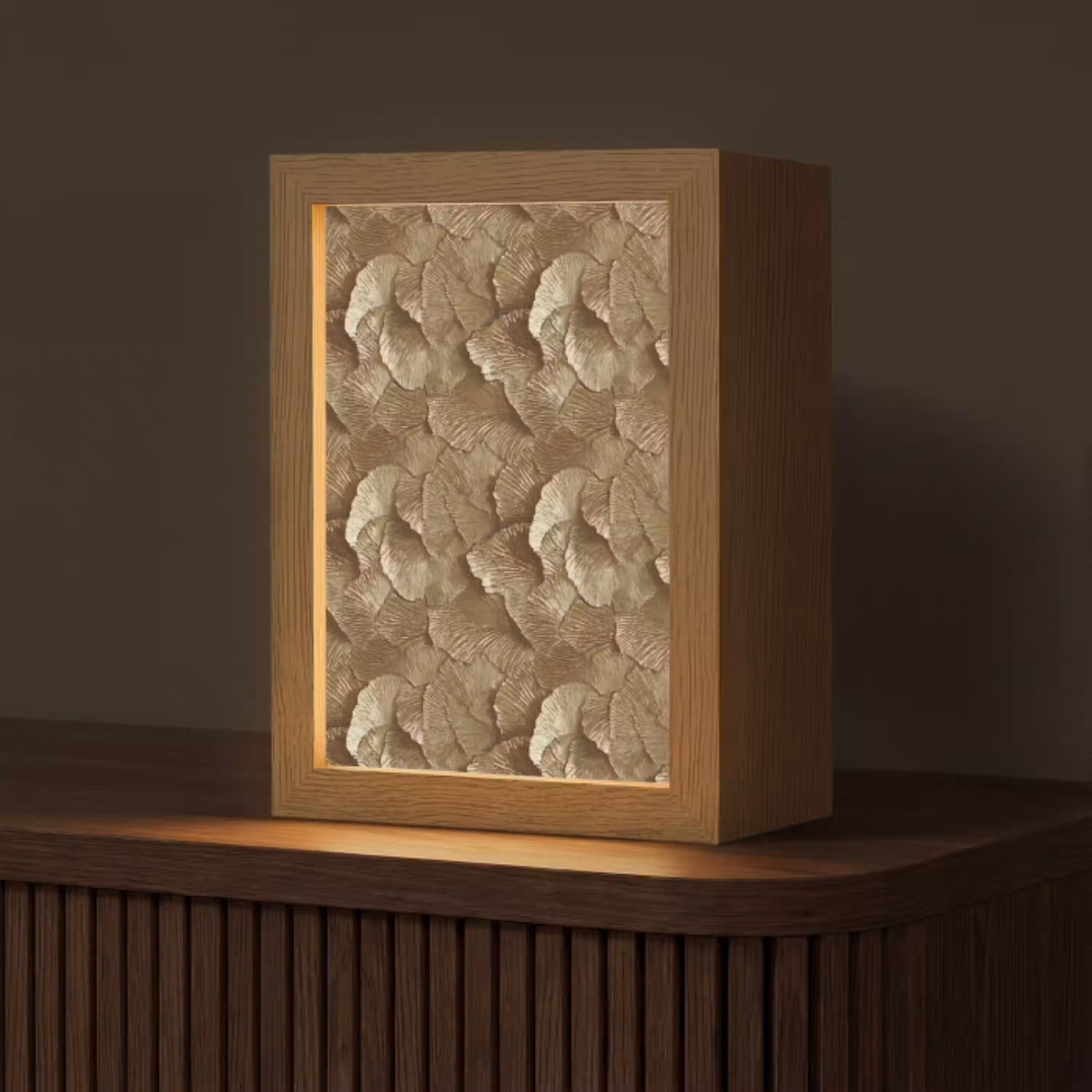 Organisch - Patroon - Bladeren - Goud Light Box met kabel (Tafellamp) klein 925 -z3d_website