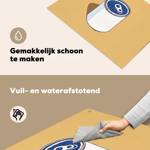 Blikje - Minimalistisch - Blauw - Illustratie Inductie beschemer met haakjes klein -ky-schoon-nl