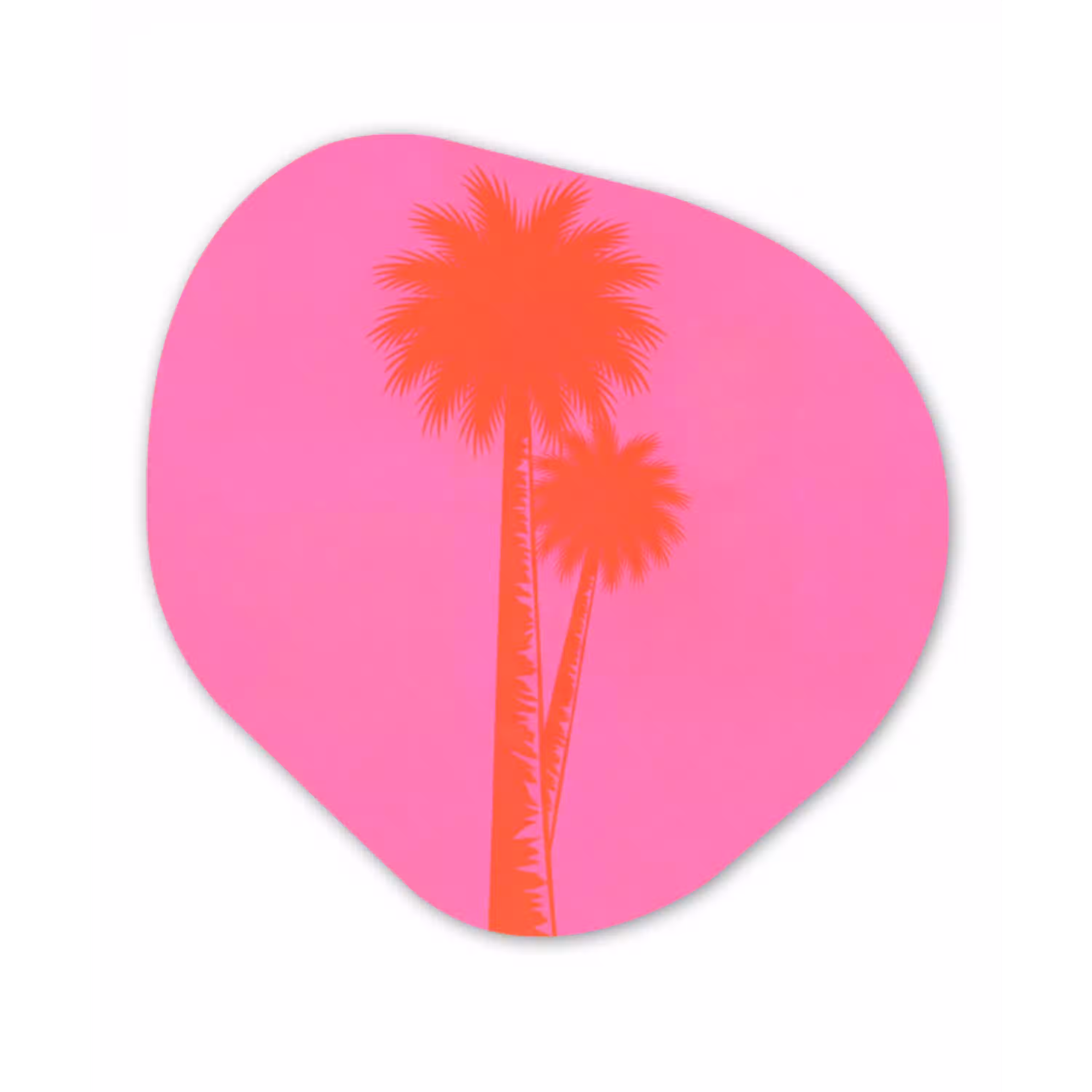 Palmbomen - Modern - Roze Wandcirkel Organisch Aluminium middel -3d