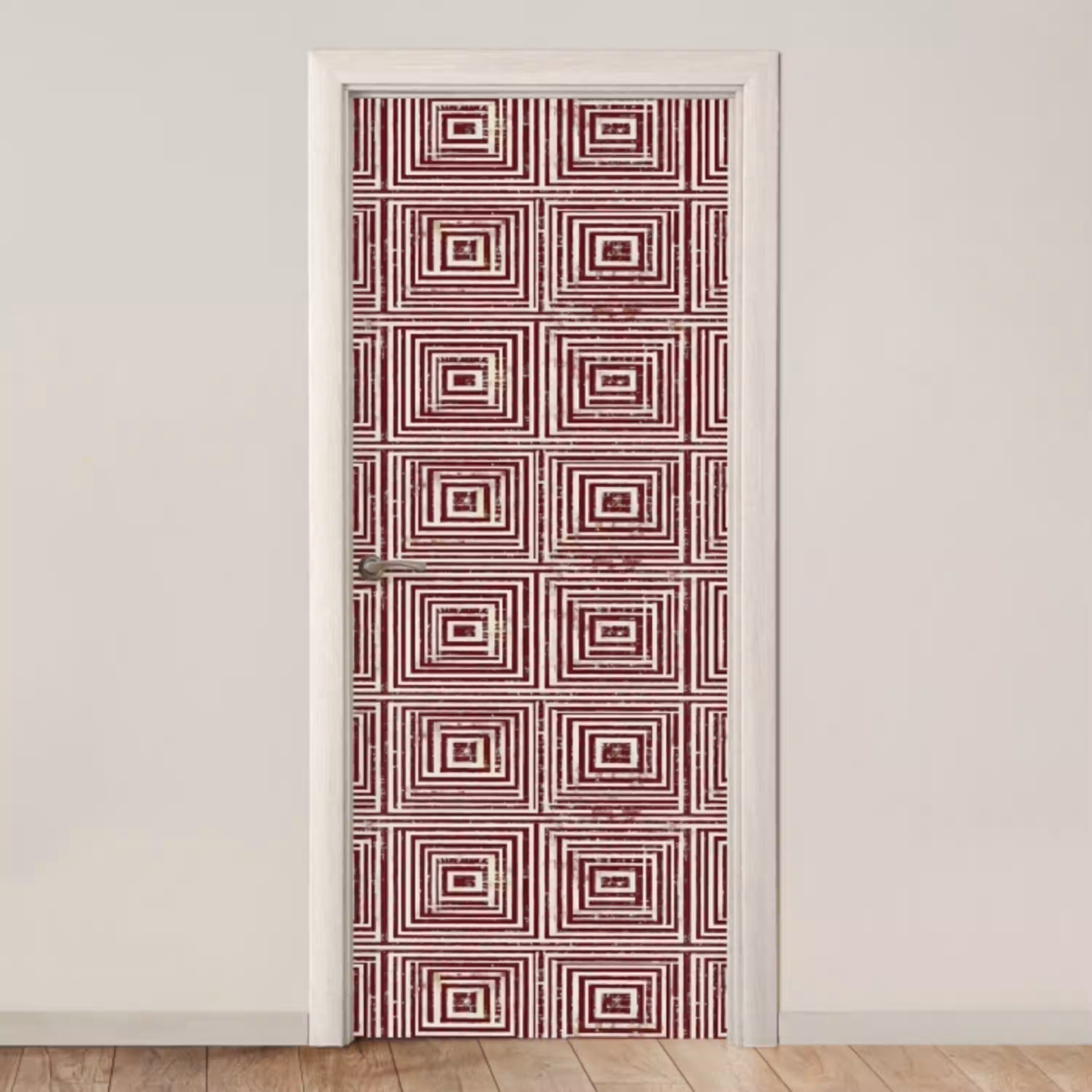 Geometrisch - Patroon - Rood deurposter klein 289 -3d_beige