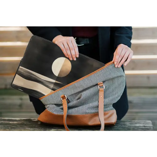 Maan - Cirkel - Goud laptophoes neopreen klein -tas