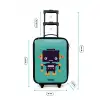 Zwarte robot met oranje accenten op een blauwe achtergrond Kinderkoffer - Zwart klein -productfoto_formaten