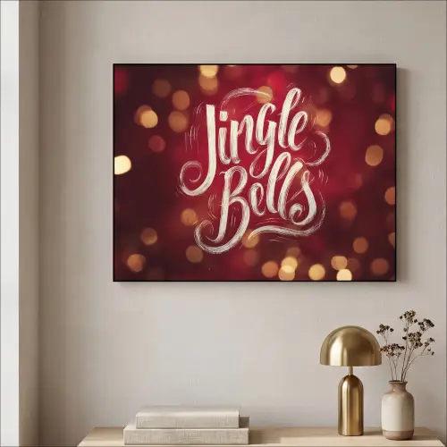 Jingle - Bells - Kerst - Rood Textielframe zwart klein -sfeer2