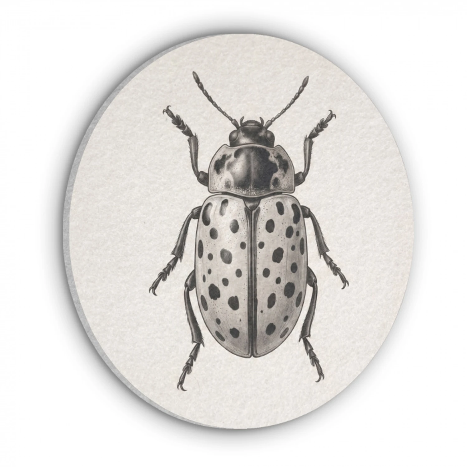 Kever - Insect - Vintage Akoestische PET Vilt - Rond klein -3d
