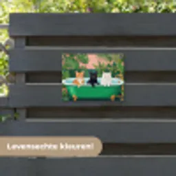 Badkamer - Kattenparade - Kleurrijk tuinposter los doek klein -sfeer3