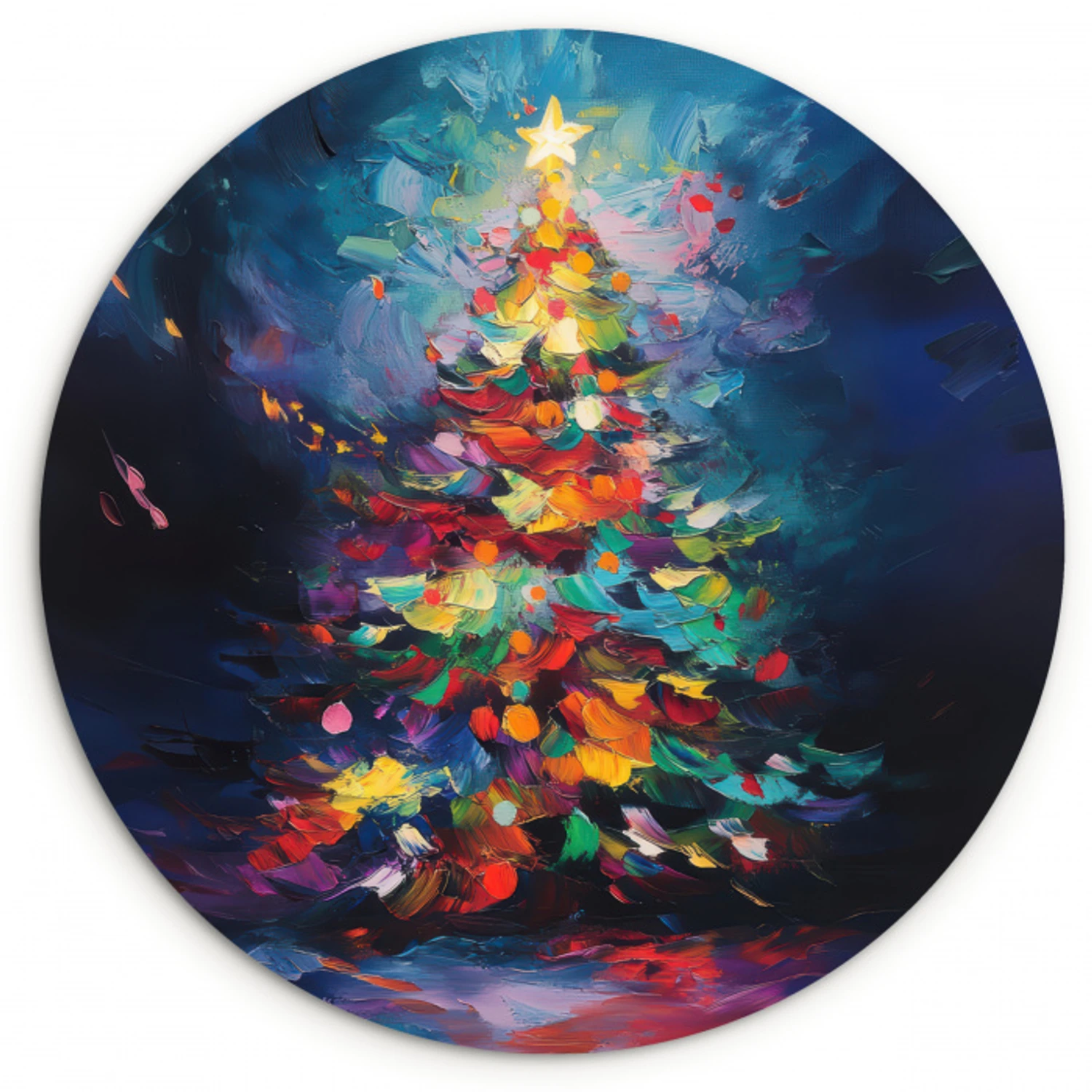 Kerstboom - Kerst - Abstract - Kleurrijk Wandcirkel kunststof plaat 5mm dik klein -3d