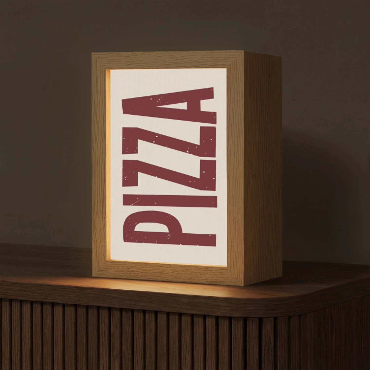 Pizza - Vintage - Decoratie - Japandi Light Box met kabel (Tafellamp) klein -z3d_website