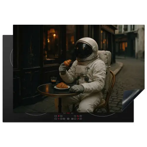 Café - Croissant - Koffie - Astronaut Inductie beschermer vinyl 3mm klein -3d