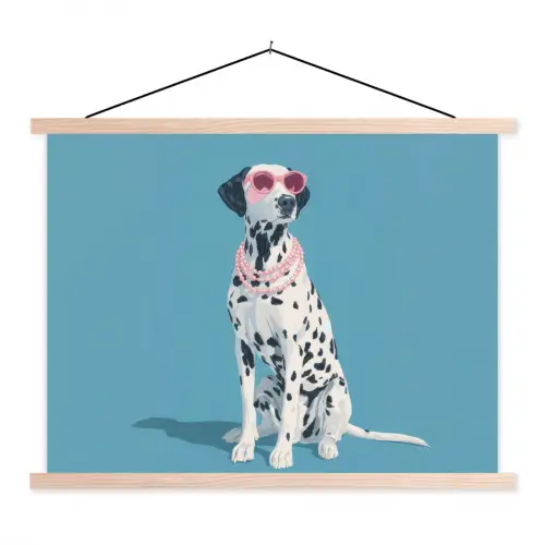 Dalmatiër - Zonnebril - Blauw textielposter latten blank klein -3d