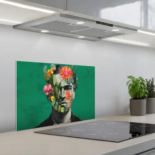 Man - Planten - Groen keuken achterwand spatscherm klein -3d_schuin